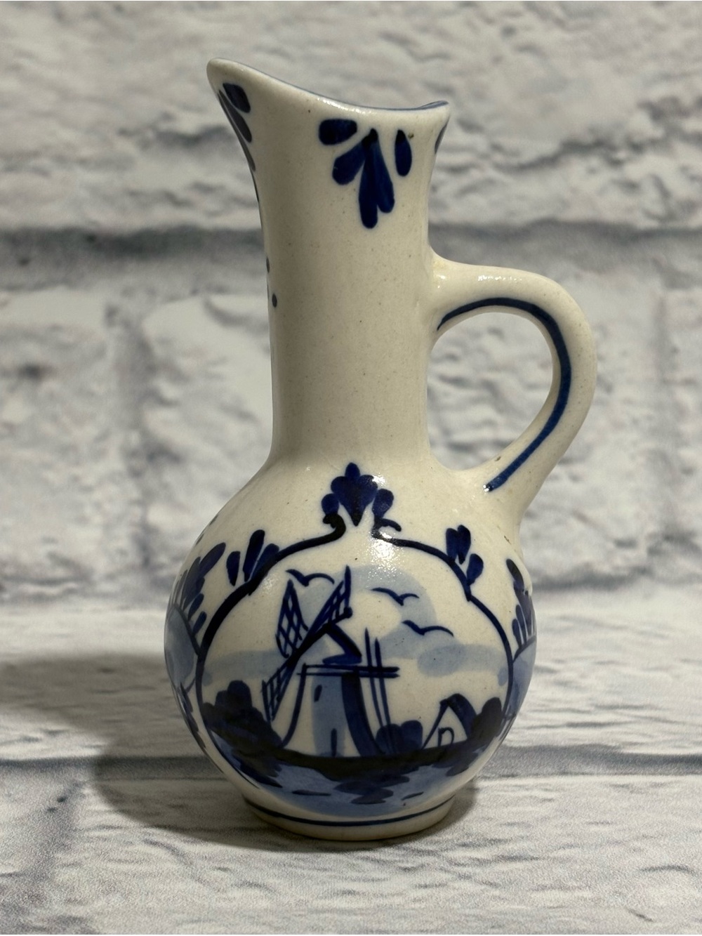 Vintage hand-painted Dutch delft miniature ceramic pitcher/jug pottery